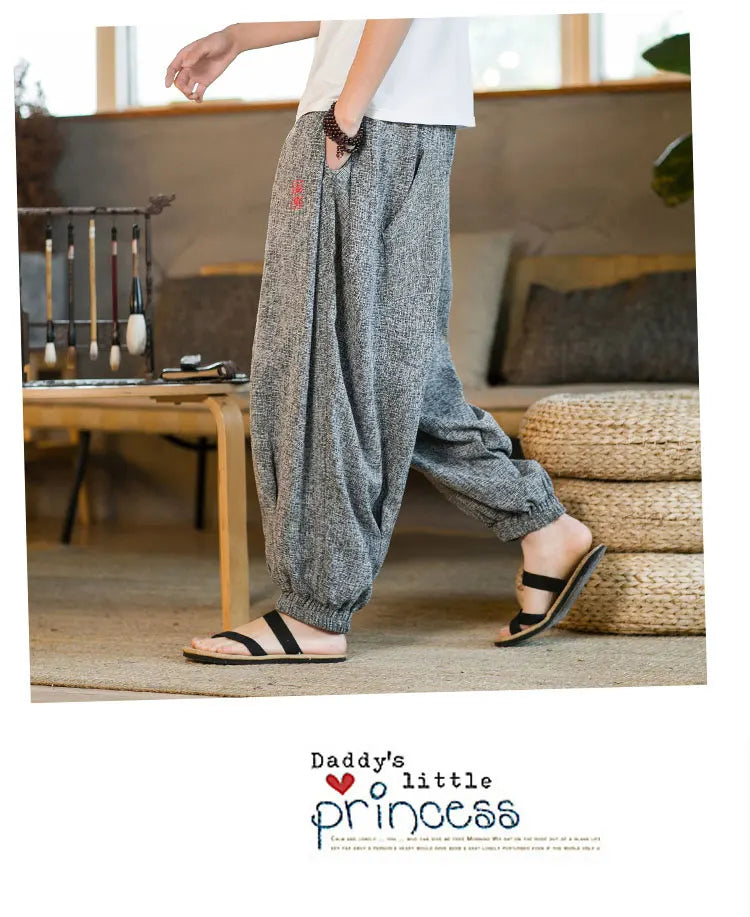 Pantaloni da jogging in seta di ghiaccio da uomo pantaloni casual stile Harajuku cinese da uomo pantaloni sportivi Harlem allentati ricamati streetwear 5XL