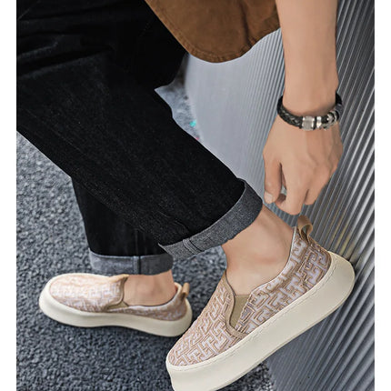 2025 Autumn New Fashion Shallow Mouth Casual Canvas Shoes for Men Breathable Comfortable Niche Design Versatile Chunky Sneakers