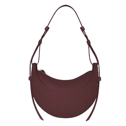 Borsa a tracolla a mezzaluna in pelle liscia, con tracolla regolabile, borsa a tracolla minimalista per l'uso quotidiano