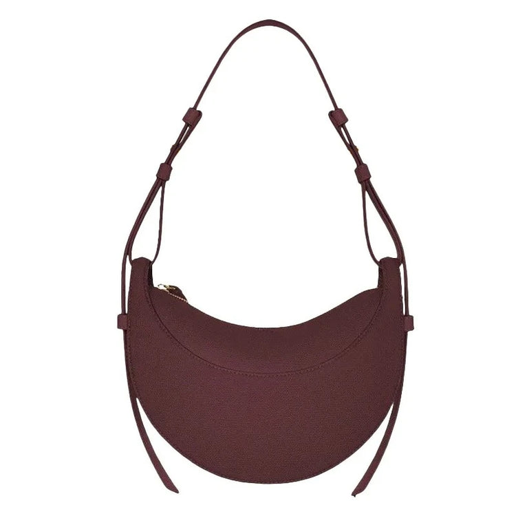 Borsa a tracolla a mezzaluna in pelle liscia, con tracolla regolabile, borsa a tracolla minimalista per l'uso quotidiano