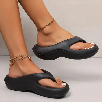 Infradito in Eva spessa con plateau per donna 2024 Sandali da spiaggia antiscivolo estivi con punta a clip Donna Comode pantofole con suola morbida
