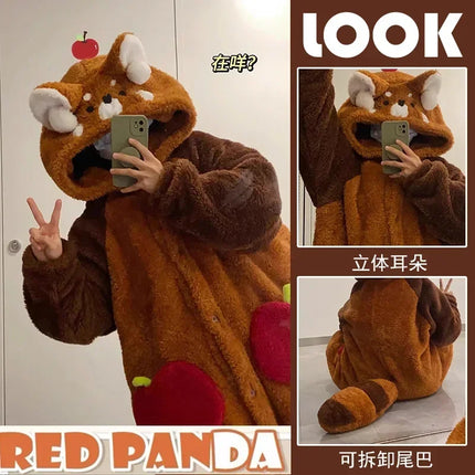 Adult raccoon costumes, cartoon pajamas, Halloween role-playing costumes, animal pajamas