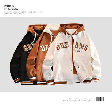 Men's Autumn New Trendy Brand All-match Student Hooded Jacket Plus Size Coats Women High Quality Varsity Baseball Uniform Jacket