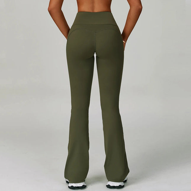 Flared Leggings Women's Wide-leg Pants High Waisted Hip lifting Yoga Pants Quick Drying Running Exercise Fitness Bell bottoms PlatiNum