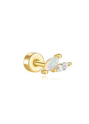 CANNER 1PC 925 Sterling Silver Exquisite Crown Opal Piercing Earring for Women Ear Studs Cartilage Earring Body Jewelry Gift PlatiNum