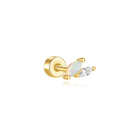 CANNER 1PC 925 Sterling Silver Exquisite Crown Opal Piercing Earring for Women Ear Studs Cartilage Earring Body Jewelry Gift PlatiNum