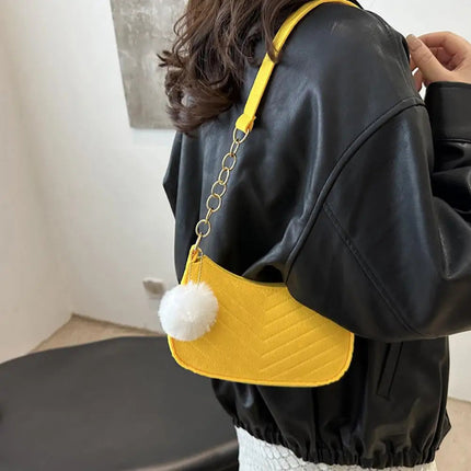 Mini Women Shoulder Bags Fashion Felt Women's Bag Design Advanced Underarm Handbags Mini Saddle Bag PlatiNum