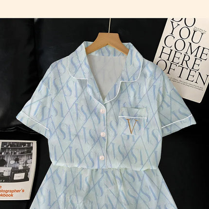 Estate delle nuove donne avanzate senso del ghiaccio pigiama di seta Homewear Set ragazze pigiama temperamento pigiama a maniche corte Homewear Set