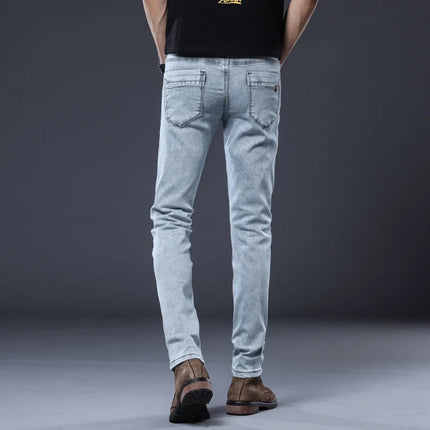 ICPANS Skinny Denim Jeans Men Slim Fit Stretch Mens Jeans Pant Gray Blue 2025 New PlatiNum
