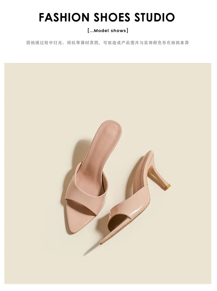 Sexy Pointy Toe Thin High Heels Slippers For Ladies Elegant Style Summer Slip-on Outdoor Walking Sandals Mules Women Party Shoes