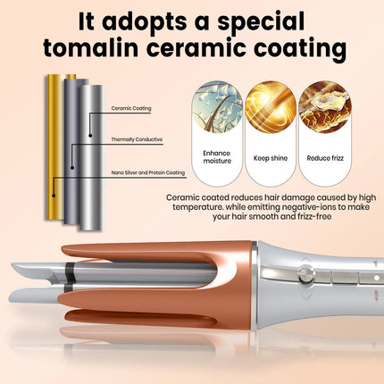 Auto Rotating Hair Curler 3 grades 33mm Silver Automatic Curling Iron  Female Hair Styling Tool Big Wave beauty salon Tool