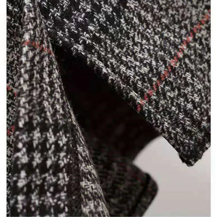 Korean Women Fashion Leisure Plaid Woolen Skirt Autumn Winter New High Waist Mid-Long Irregular Wool Skirts Femme Large Size 4XL PlatiNum