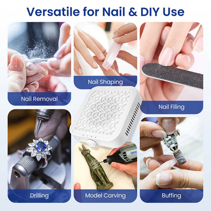 12000RPM Nail Dust Collector Brushless Turbo Vacuum Cleaner Strong Suction Nail Dust Extractor Machine for Acrylic Gel Nail Filing Dust Removal