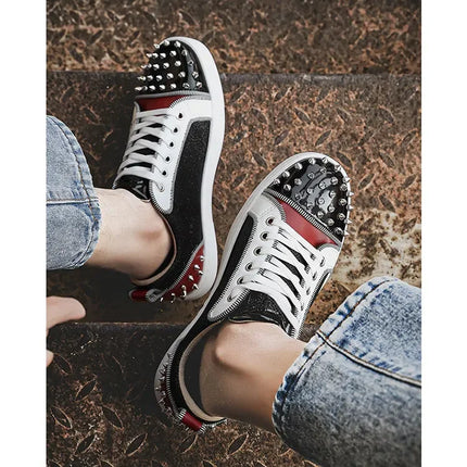 2025 New Men's Casual Shoes Comfortable Soft Punk Style Board Shoes Fashion Nail Anti Slip Wear Resistant Personalized Sneakers