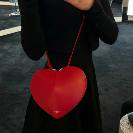 Borsa a tracolla a cuore in vera pelle, modello basic alla moda, nuova collezione 2026, per tutti i giorni, con tracolla regolabile, sottile, graziosa, da viaggio, per donna