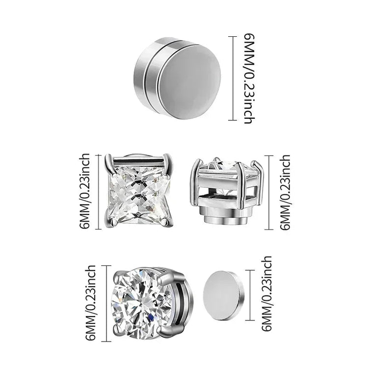 1/3 paia di orecchini magnetici per uomo e donna, magnete CZ nero, orecchino a clip non penetrante, orecchino a magnete rotondo senza piercing platinumshop
