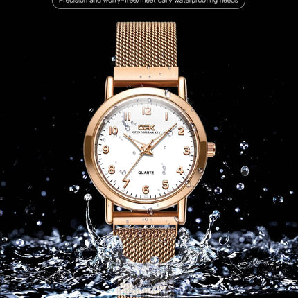 OPK 8115 Orologio da donna Orologio da polso al quarzo originale alla moda semplice Cinturino in maglia di acciaio inossidabile Orologio impermeabile per donna Reloj platinumshop