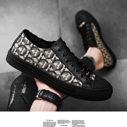 New Shoes for Men Genuine Leather Patchwork Casual Shoes Trend Flat Skateboard Shoes Youth Cool Lace-up Sneakers