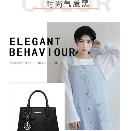Bow Metal Pendant Top Handle Satchel Crossbody Bag, PU Leather Textured Bag Purse, Classic Versatile Fashion Shoulder Bag PlatiNum