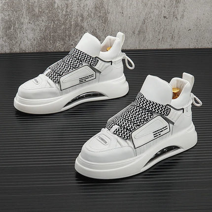 High top White Sneakers Best selling Mens Sneakers With Anti slip Wear resistant Properties Increasing Height by 6 Centimeters