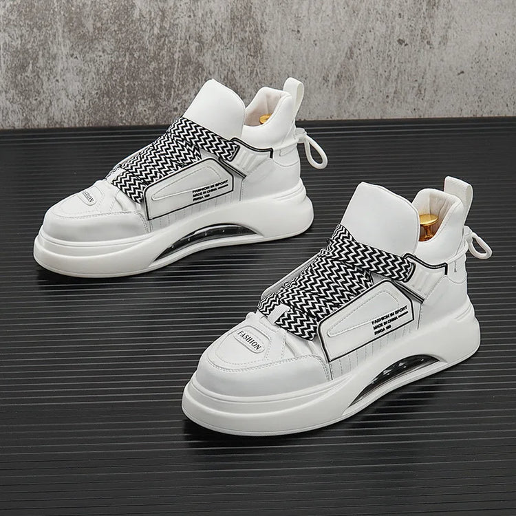 High top White Sneakers Best selling Mens Sneakers With Anti slip Wear resistant Properties Increasing Height by 6 Centimeters