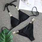 Catene di metallo con scollo all'americana Strass Diamante Bikini Costume da bagno donna Costumi da bagno femminili Due pezzi Bikini set Costume da bagno brasiliano Swim platinumshop
