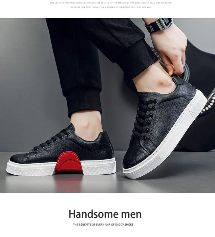 Fashion Men's Sneakers High Quality Leather Casual Shoes Luxury Business Office Shoes Trendy Skateboard Shoes Zapatillas Hombre