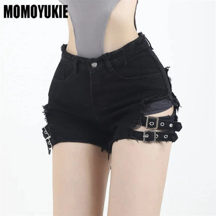 2023 Summer Vintage Trend Hot Girls Harajuku High Waisted Irregular Denim Shorts Goth Rock Sexy Women Shorts Slimming Versatile PlatiNum