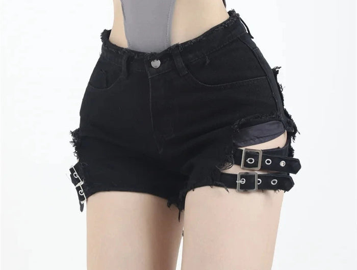 2023 Summer Vintage Trend Hot Girls Harajuku High Waisted Irregular Denim Shorts Goth Rock Sexy Women Shorts Slimming Versatile PlatiNum