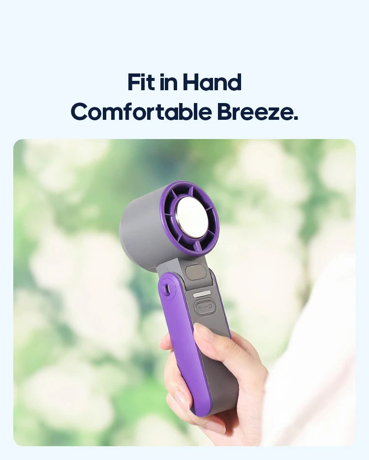 Ventilatore Portatile ad Alta Velocità con Raffreddamento Rapido, Ricaricabile 3600mAh, 100 Velocità Regolabili, Mini Ventilatore Pieghevole Turbo e Cordino