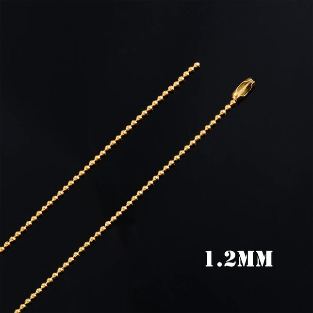 Accessori per gioielli con collana di perline rotonde con catena a sfera in acciaio inossidabile color oro da 1,2 mm-4.0 mm per pendente PlatiNum