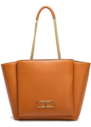 CHCH Women's Tote Bag 2026 Spring New Brown Magnetic Buckle Storage Bag Large Capacity Commuter Chain Bag PlatiNum