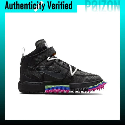 OFF-WHITE X Nike Air Force 1 Skate Shoes Unisex Mid-top Black/Gray/Orange/Pink DO6290-001