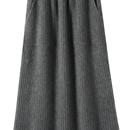 Yoyoselect 100% Cashmere Women's Skirts Autumn Winter Mid Calf Length Knitted Skirt Soft Versatile Quality OL Skirts Clothing PlatiNum