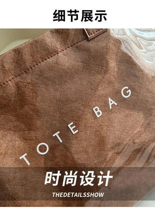 Tote Bag, Retro Letter, Casual Versatile Handbag, Minimalist Transparent, Simple, Commuter, Large-capacity Bag for Women PlatiNum