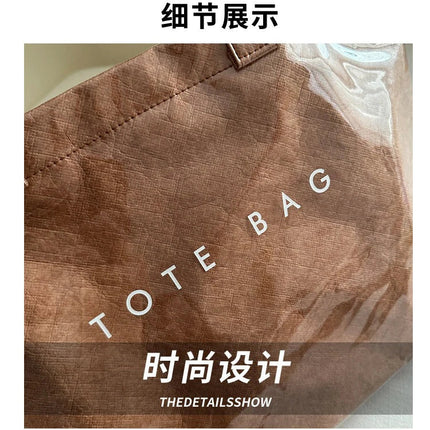 Tote Bag, Retro Letter, Casual Versatile Handbag, Minimalist Transparent, Simple, Commuter, Large-capacity Bag for Women PlatiNum
