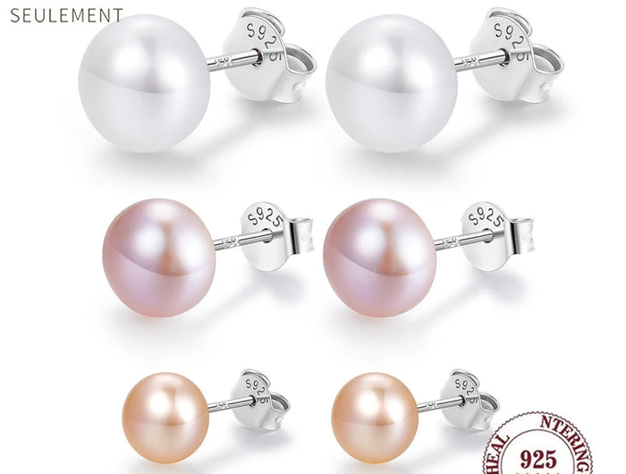Orecchini a Perno con Perle Naturali d'Acqua Dolce per Donne, Argento Sterling 925, Gioielli Semplici e Colorati con Perle Selezionate a Mano platinumshop