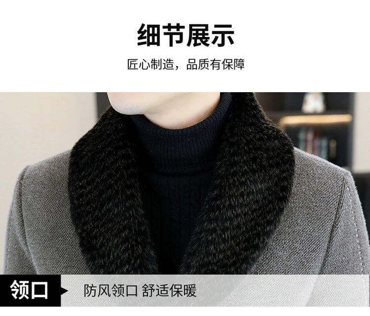 Casual Winter Men's Slim White Duck Down Jackets Warm Short Fur Collar Puffer Woolen Coat Outwear Thicken Windproof Top Clothing
