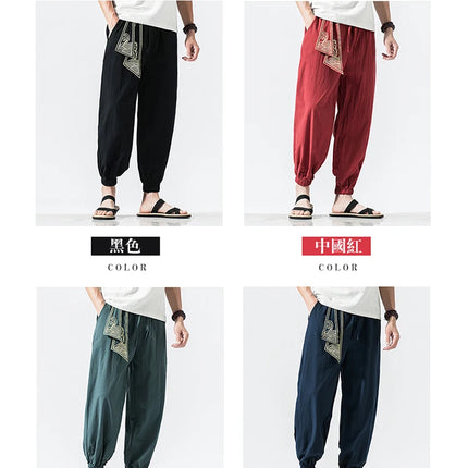 Kimono da uomo in cotone e lino costume da samurai giapponese Ukiyo-e cintura con stampa pantaloni stile harem retrò pantaloni larghi da uomo Hip Hop Harajuku Haori
