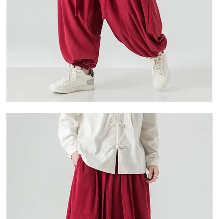 Pantaloni di velluto a coste da uomo autunno inverno pantaloni larghi casual oversize da uomo streetwear moda Harajuku donna pantaloni in vita elastica da uomo