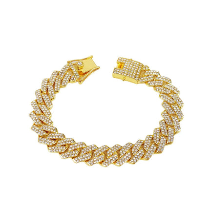 Fashion Men Cuban Link Iced Out Necklace 14MM width Rhinestones Chain Rapper CZ Cuban Chain Necklace Hip Hop Birthday Jewelry PlatiNum