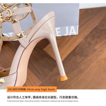 Scarpe da Donna di Design, Lussuose e Sexy con Borchie, Tacchi Alti Estivi, Sandali a Punta Stile Francese, Scarpe da Cerimonia, Zapatos De Mujer platinumshop