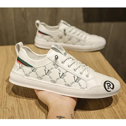 European Station Leather Fashion Men's Sneakers Men Shoes Man Embossed All Fashion Leather Red Casual Shoes for Men Men Shoes