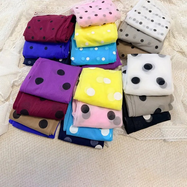 Colorful Large Polka Dot Silk Stockings, Sexy Polka Dot Print, Ultra-Thin, Women's Tights, JK Skirt Accessories