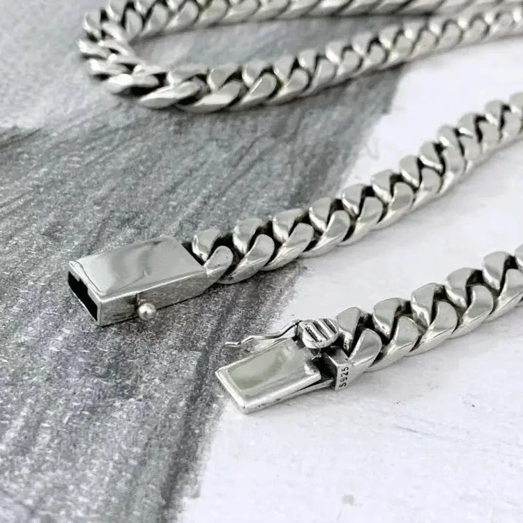 100% S925 Collana in argento sterling Bracciale Punk S925 Gioielli in argento Non sbiadisce mai Carry certificato Uomo Donna Gioielli Regali platinumshop