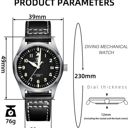 ADDIESDIVE Watches For Men C3 Super Luminous 200m Waterproof  Japan 8215 316L Stainless Reloj Hombre Automatic Mechanical Watch