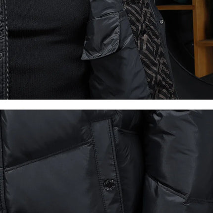 2025 Autumn And Winter Men's 90% White Duck Down Black Hooded Down Jacket Kurtka Zimowa Duck Down Jacket Mens Clothing