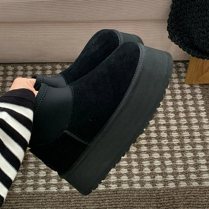 2026 New Winter Warm Wool Dipu Platform Thick Sole Height Increase Genuine Leather And Fur Snow Boots For Women