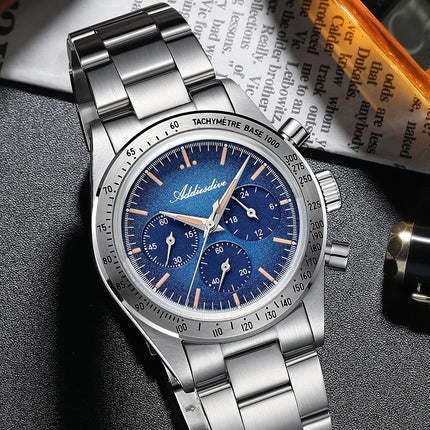 ADDIESDIVE Chronograph Watch For Men 10Bar Waterproof 316L Stainless Steel 0S20 C3 Vintage Luminous Luxury  Quartz Watch AD2552