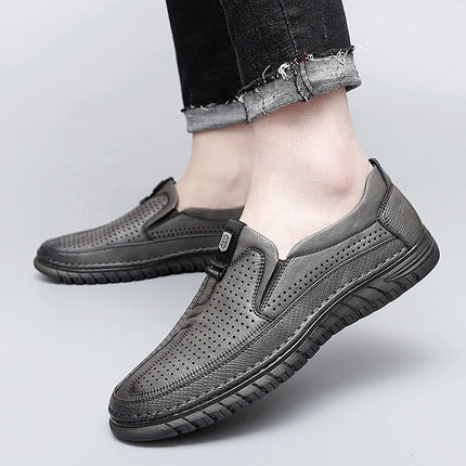 Scarpe estive in pelle traforata bianca scarpe Slip on da uomo in vera pelle scarpe Casual comode da uomo mocassini comodi da uomo